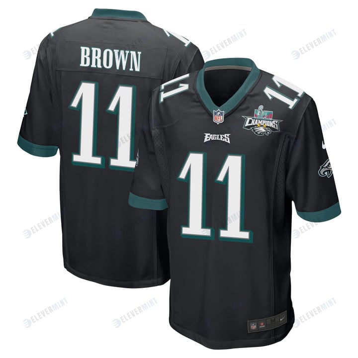 A.J. Brown 11 Philadelphia Eagles Super Bowl LVII Champions 2 Stars Men Game Jersey - Black(S/No)
