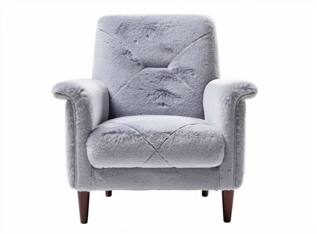 Faux fur accent chair for living room 80 x 85 x 90cm gray color