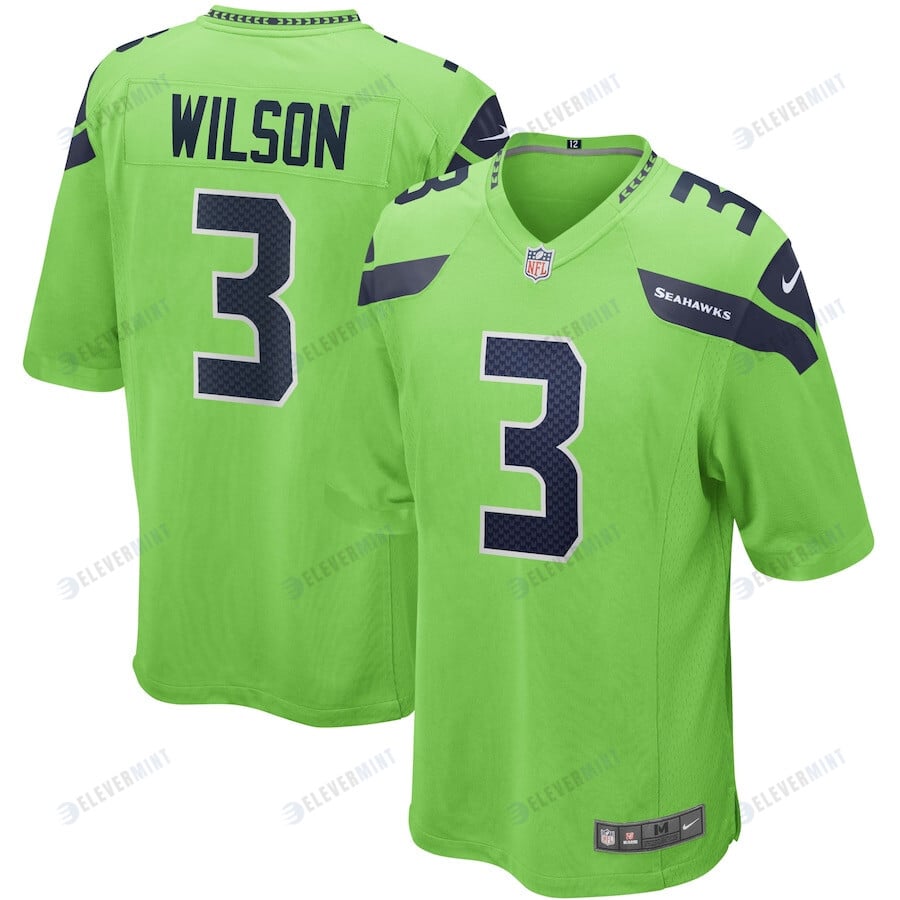 Russell Wilson 3 Seattle Seahawks Men Alternate Game Jersey - Neon Green(S/No)