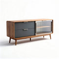 Modern wooden sideboard with two drawers and sliding glass door 120 x 45 x 75cm