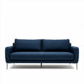 Modern navy blue fabric sofa with stainless steel legs 200 x 90 x 85cm