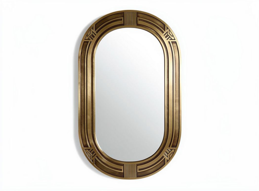 Bronze framed oval mirror for entryway wall decor 80 x 50 x 5cm
