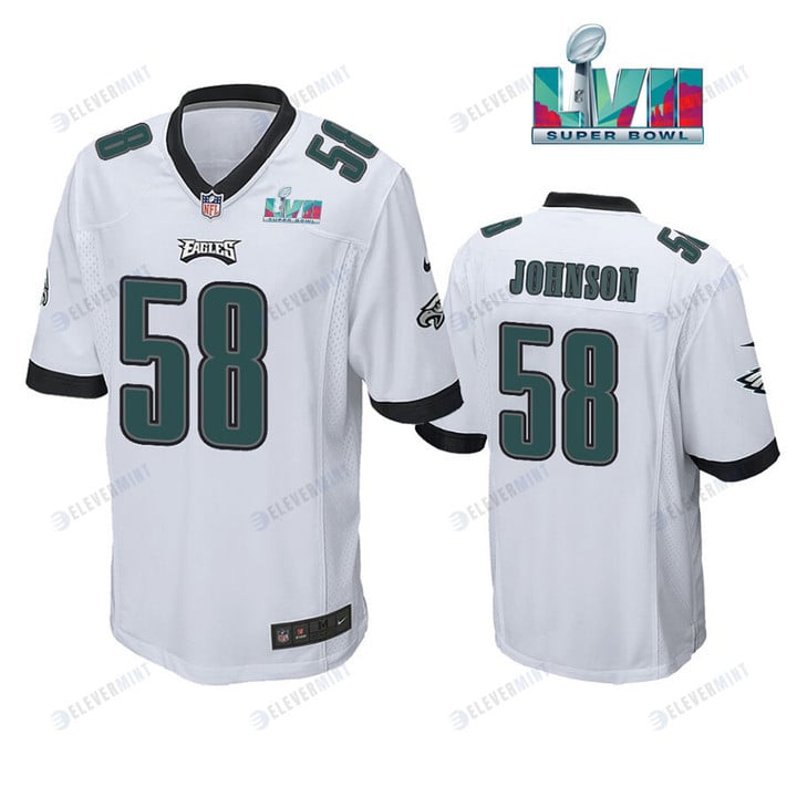 Kyron Johnson 58 Philadelphia Eagles Super Bowl LVII Game Player Men Jersey - White(S/No)