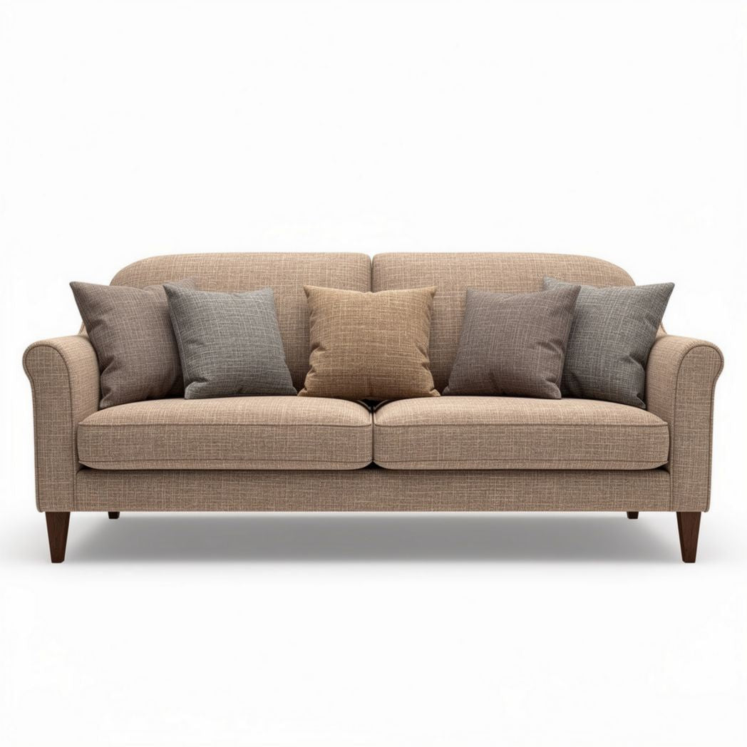 Fabric sofa with removable cushions in beige color 200 x 90 x 85cm