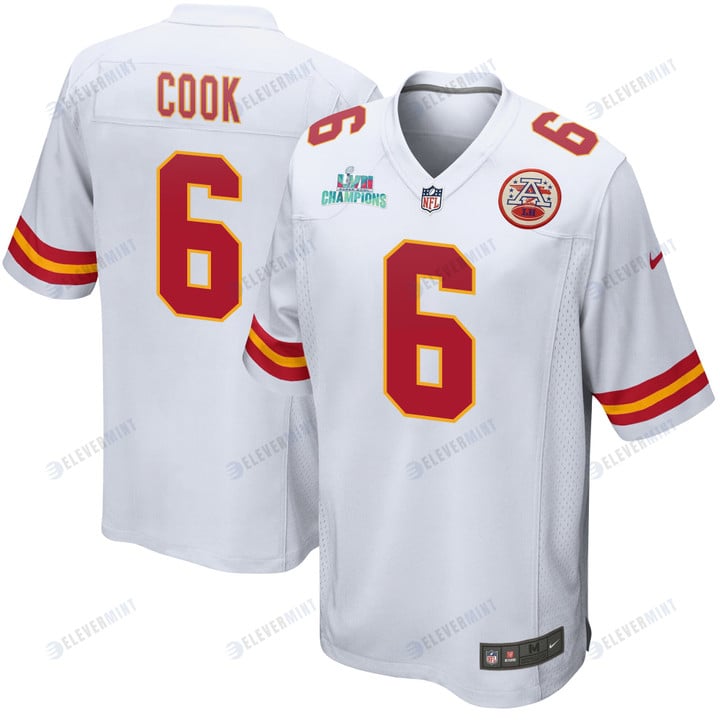 Bryan Cook 6 Kansas City Chiefs Super Bowl LVII Champions Men Game Jersey - White(S/No)