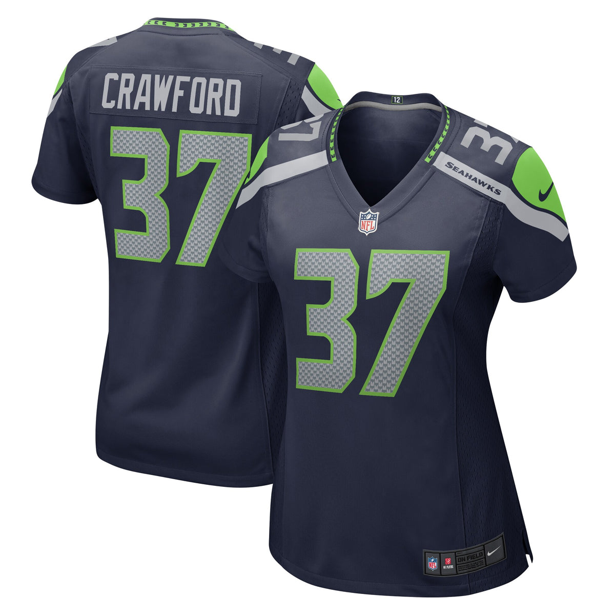 Xavier Crawford Seattle Seahawks Nike Women's Home Game Player Jersey - College Navy(S)