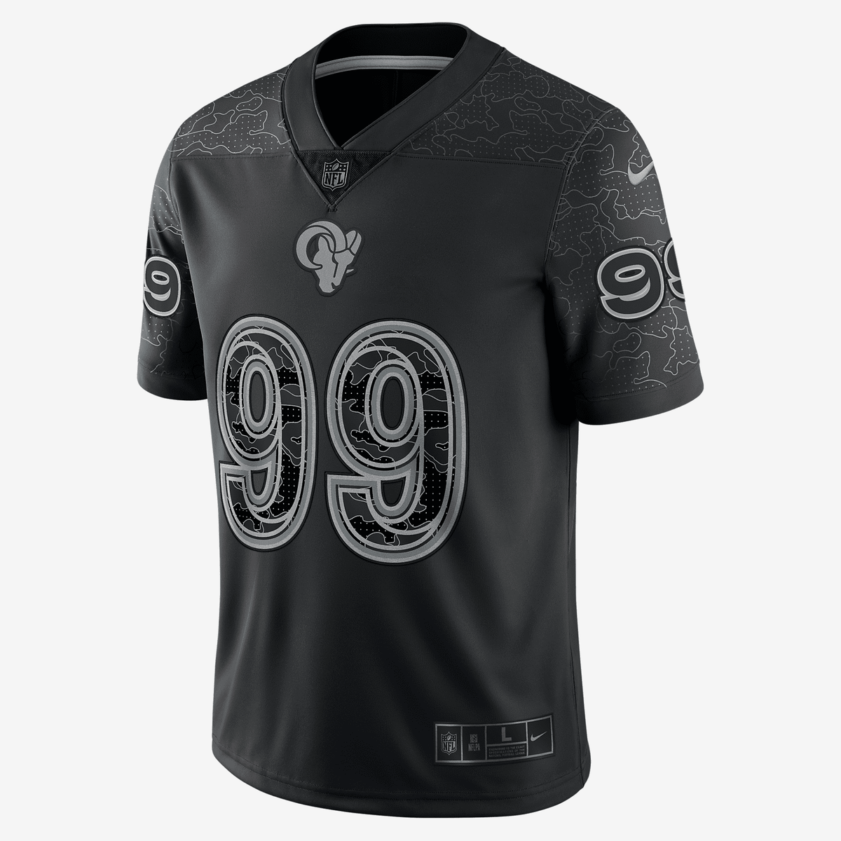 NFL Los Angeles Rams RFLCTV (Aaron Donald) Men's Fashion Football Jersey - Black(S)