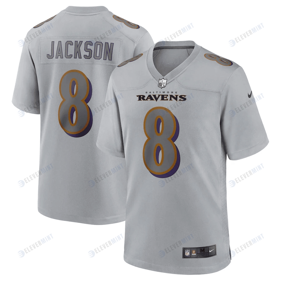 Lamar Jackson 8 Baltimore Ravens Men Atmosphere Fashion Game Jersey - Gray(S/No)