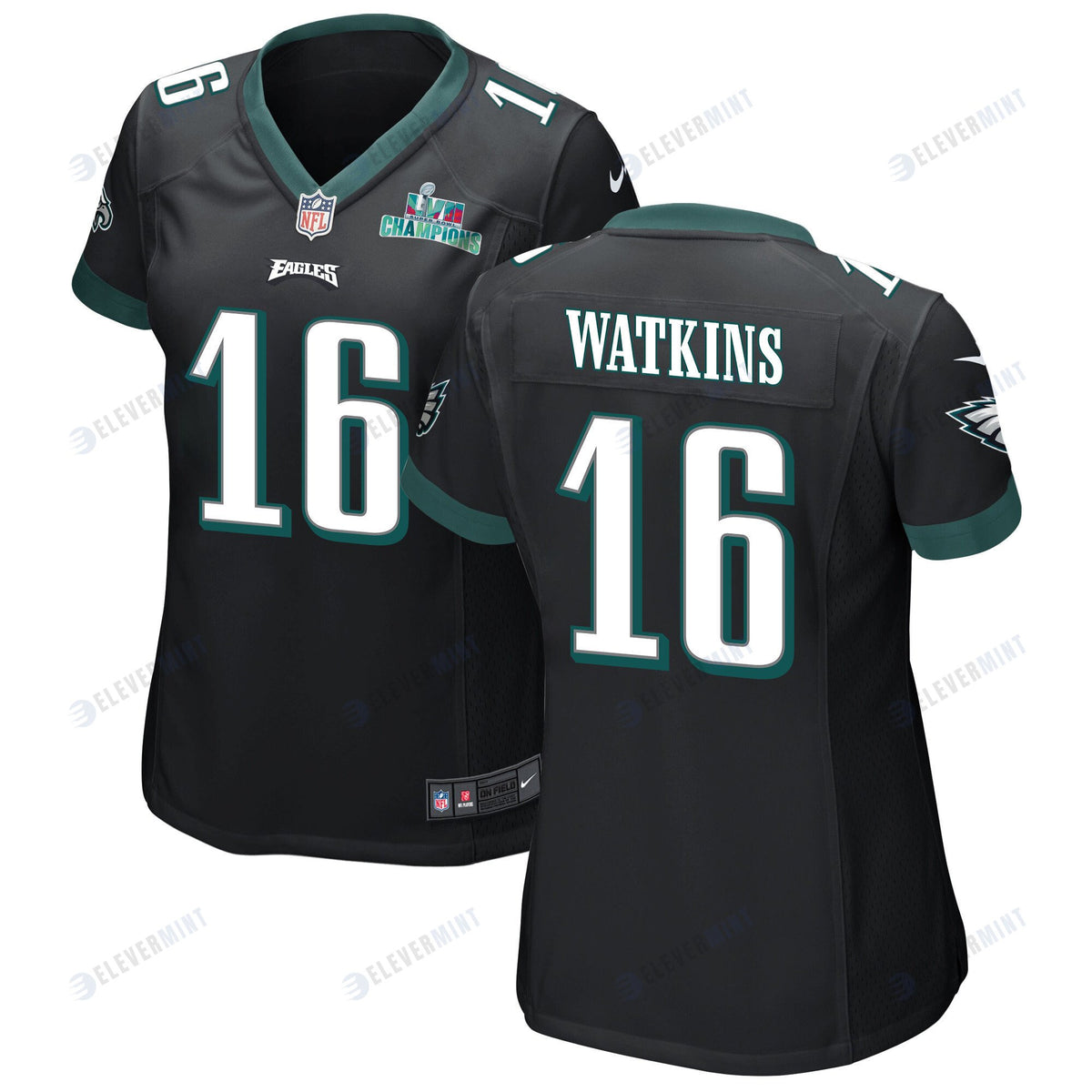 Quez Watkins 16 Philadelphia Eagles Super Bowl LVII Champions Women Game Jersey - Black(S/No)