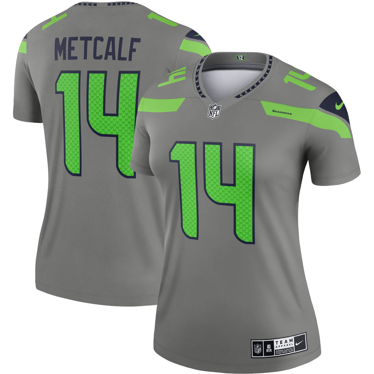 DK Metcalf Seattle Seahawks Nike Women's Inverted Legend Jersey - Gray(S)