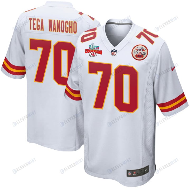 Prince Tega Wanogho 70 Kansas City Chiefs Super Bowl LVII Champions 3 Stars Men Game Jersey - White(S/No)