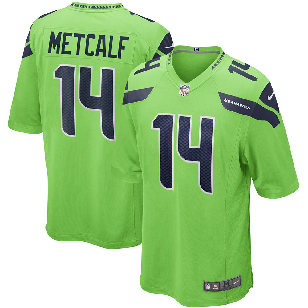 Men's Seattle Seahawks DK Metcalf Game Jersey Neon Green(S/Neon Green)