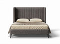 Upholstered bed frame with high headboard in gray fabric 200 x 160 x 100cm
