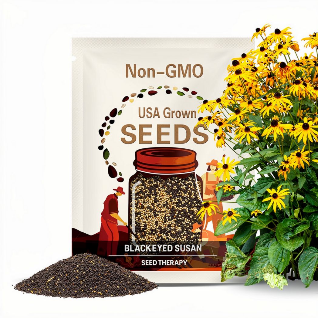 Black-Eyed Susan Seeds – Heirloom Medicinal and Native Wildflower, Long-Blooming, Loved by Goldfinches, Bees, and Pollinators | 100 Seeds