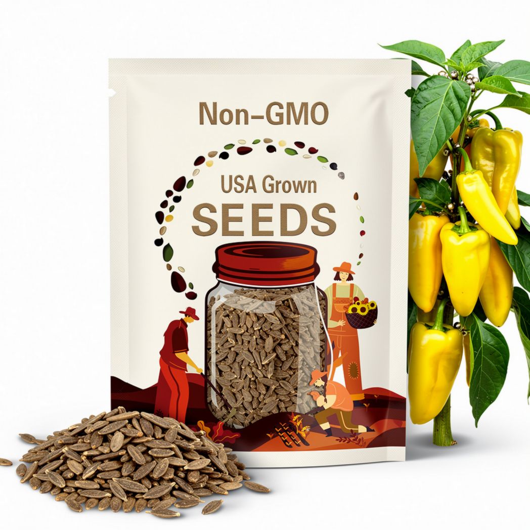 Sweet Banana Pepper Heirloom Seeds - Sweet Pepper, Pickling, Pepper Jam, Short Season, Open Pollinated, Non-GMO