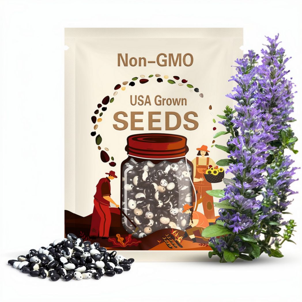 Yin Yang Bean Seeds Certified Organic: Calypso, Wolverine Orca Seed Packet, Heirloom from Mexico, Dry for Cooking Eat Pods Raw Fresh Non-GMO