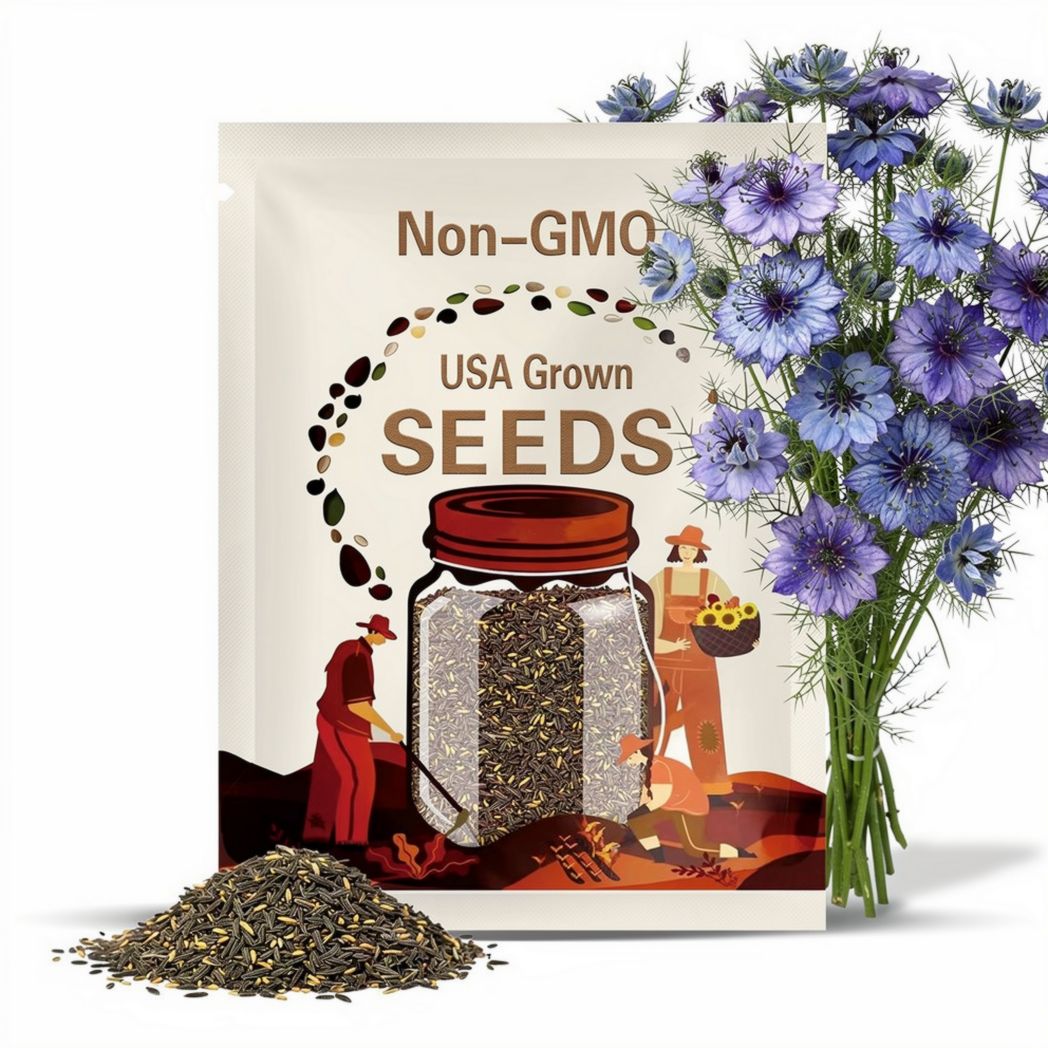Love in a Mist, Jewel Mix | 200 Seeds | Miss Jekyll Flower | Medicinal Herb | Culinary Spice | Non-GMO | Nigella damascena