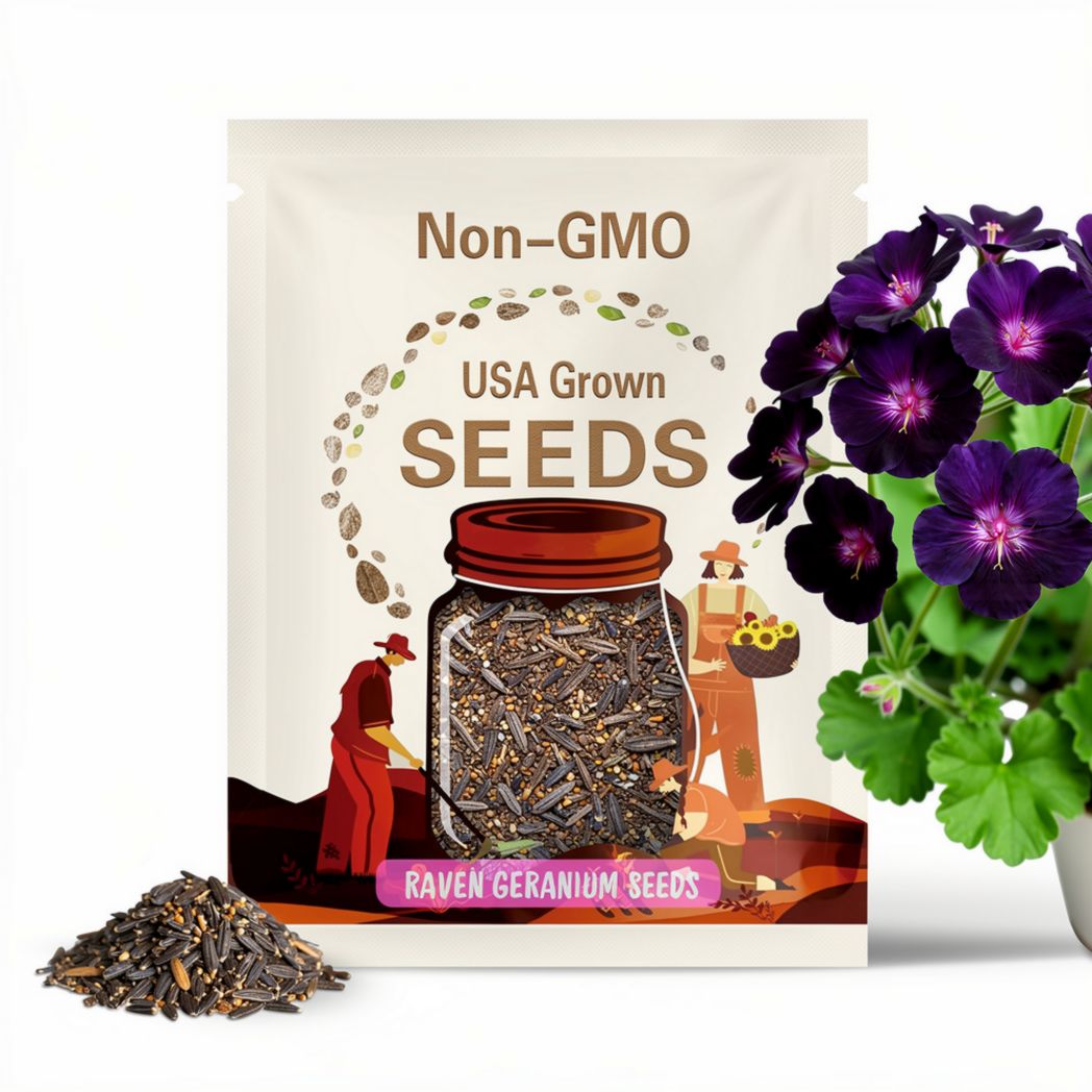 25 Raven Geranium Seeds, Rare Black Flower Seeds, Dark Purple Blooms