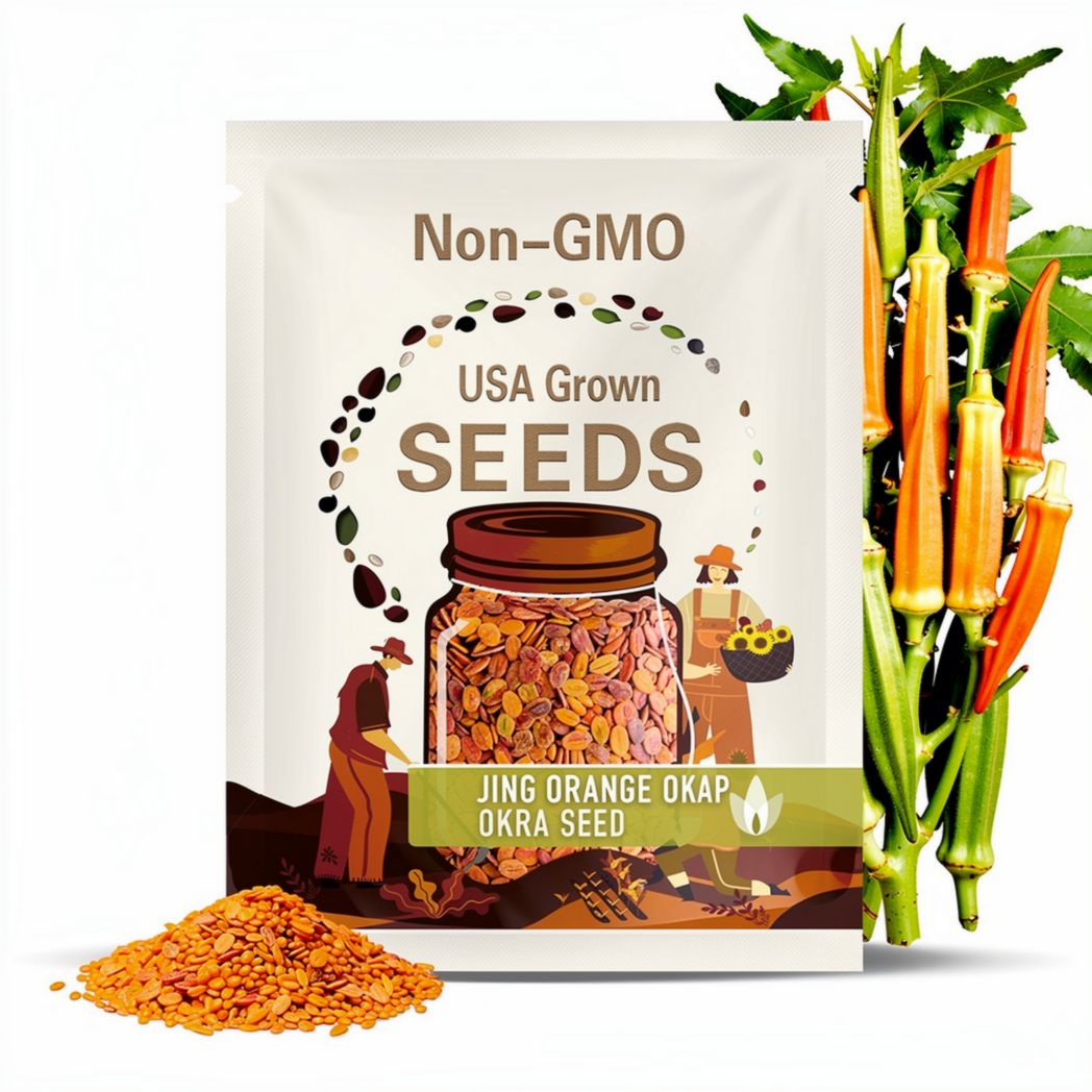 Jing Orange Okra Seeds - Heirloom Seeds, Asian Seeds, Chinese Okra, Open Pollinated, Non-GMO