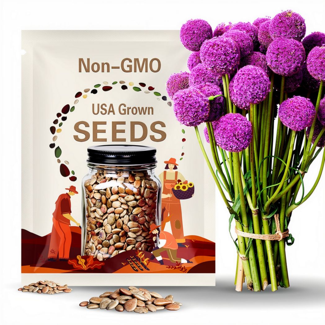 25 GIANT ALLIUM Allium Giganteum Purple Globe Flower Seeds *Comb S/H