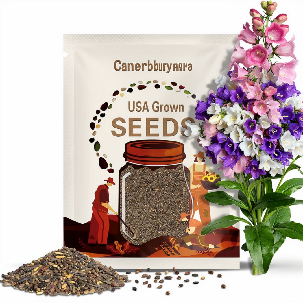 Canterbury Bells Mix Seeds – Heirloom Flower with Tall Spikes of Bell-Shaped Blooms in Purple, Pink, Blue and White | 100 Seeds