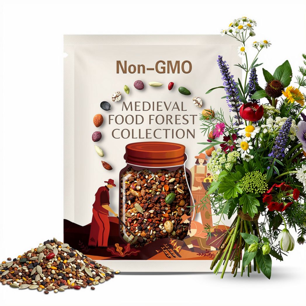 NEW! Medieval Food Forest Box, Gift Box, Perennial Ancient Seeds, 12 Individual Packs, 01MC11
