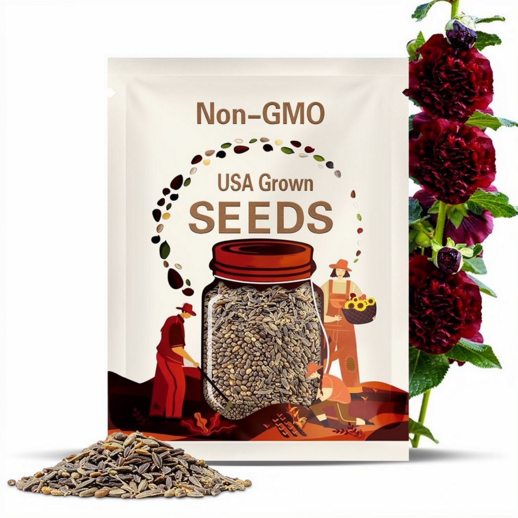 Charters Double Maroon Hollyhock Seeds