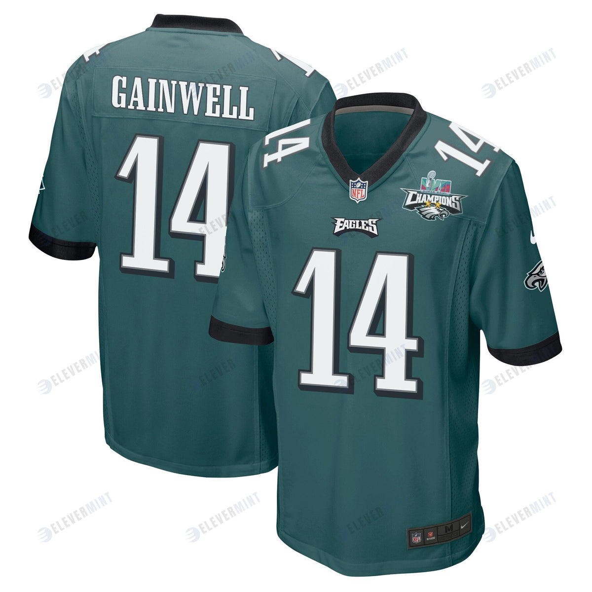 Kenneth Gainwell 14 Philadelphia Eagles Super Bowl LVII Champions 2 Stars Men Game Jersey - Midnight Green(S/No)