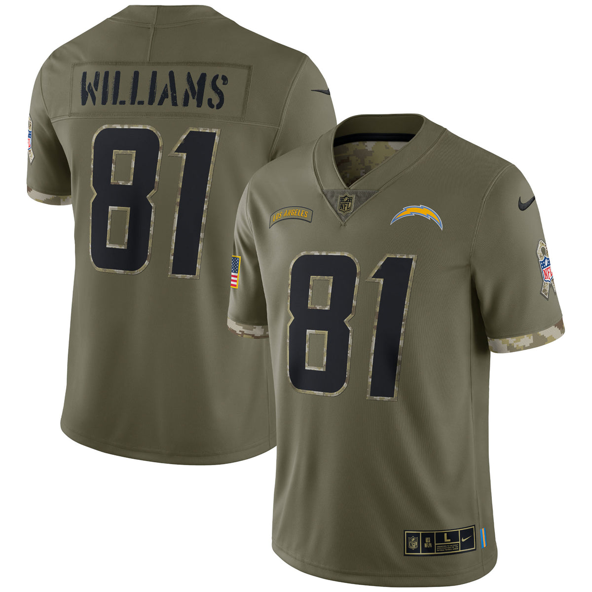Mike Williams Los Angeles Chargers Nike 2022 Salute To Service Limited Jersey - Olive(S)
