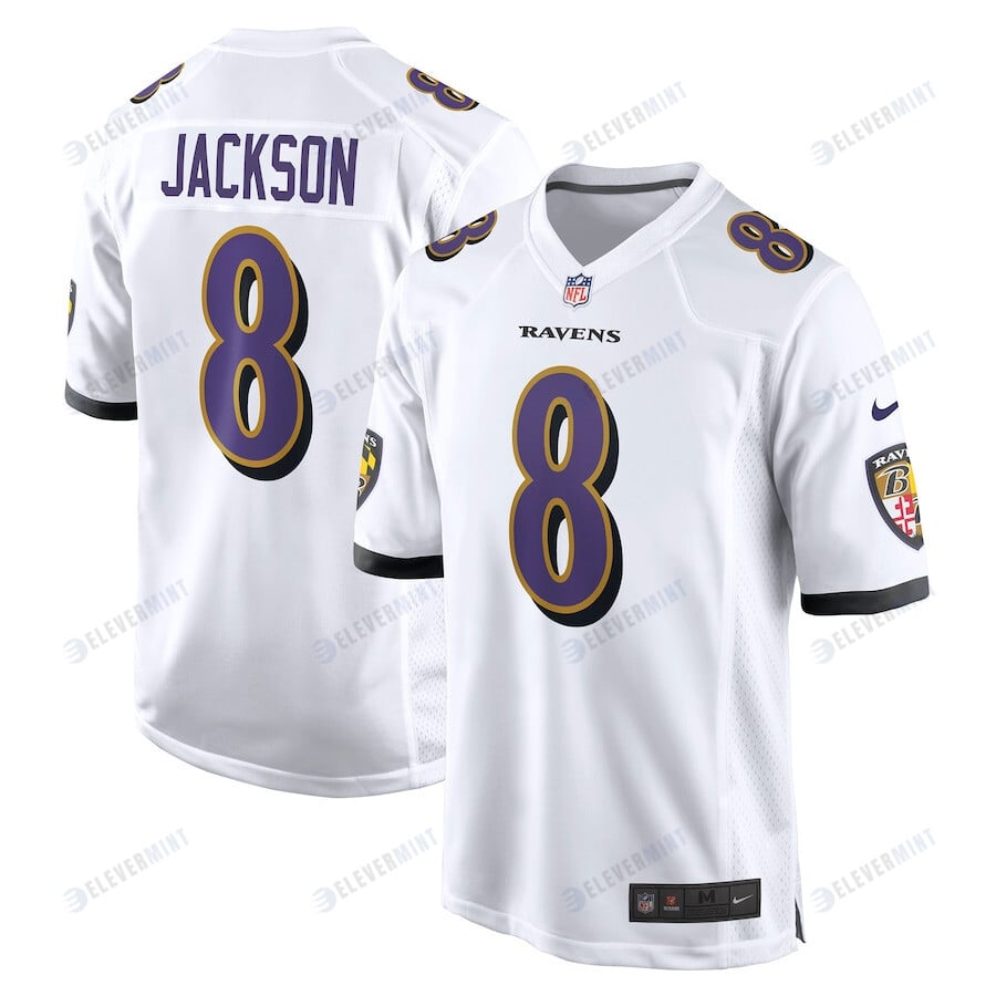 Lamar Jackson 8 Baltimore Ravens Game Jersey - White(S/No)