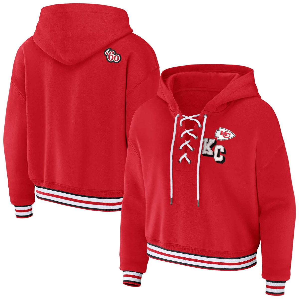 Kansas City Chiefs WEAR by Erin Andrews Women's Lace-Up Pullover Hoodie - Red(XS)